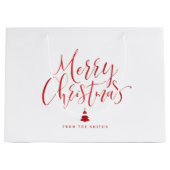 Grand Sac Cadeau Winter Blue Simple Calligraphie Joyeux Noël (Devant)