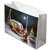 Grand Sac Cadeau Winter Dachshund Caravan Christmas Adventure (Dos Angle)
