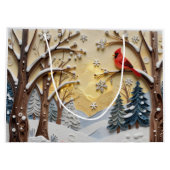 Grand Sac Cadeau Winter Scene | Enchanted Forest & Cardinals (Dos)