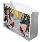 Grand Sac Cadeau Winter Scene | Enchanted Forest & Cardinals (Devant Angle)