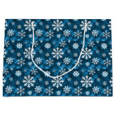 Grand Sac Cadeau Winter Snowflakes Pattern On Icy Cool Blue (Devant)