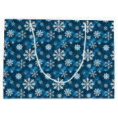 Grand Sac Cadeau Winter Snowflakes Pattern On Icy Cool Blue (Dos)