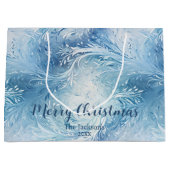 Grand Sac Cadeau Winter Wonderland Bleu gelé motif (Devant)