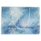 Grand Sac Cadeau Winter Wonderland Bleu gelé motif (Dos)