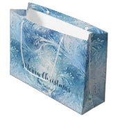 Grand Sac Cadeau Winter Wonderland Bleu gelé motif (Devant Angle)