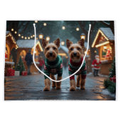 Grand Sac Cadeau Wire Fox Terrier Dogs Christmas Snow Holiday (Devant)