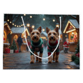 Grand Sac Cadeau Wire Fox Terrier Dogs Christmas Snow Holiday (Dos)