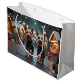 Grand Sac Cadeau Wire Fox Terrier Dogs Christmas Snow Holiday (Dos Angle)