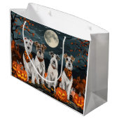 Grand Sac Cadeau Wirefox Terrier Halloween Éffrayant (Dos Angle)