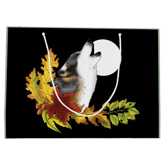 Grand Sac Cadeau Wolf Howling Moon (Dos)