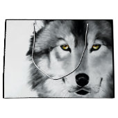 Grand Sac Cadeau Wolf Portrait noir blanc (Devant)
