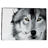 Grand Sac Cadeau Wolf Portrait noir blanc (Dos)