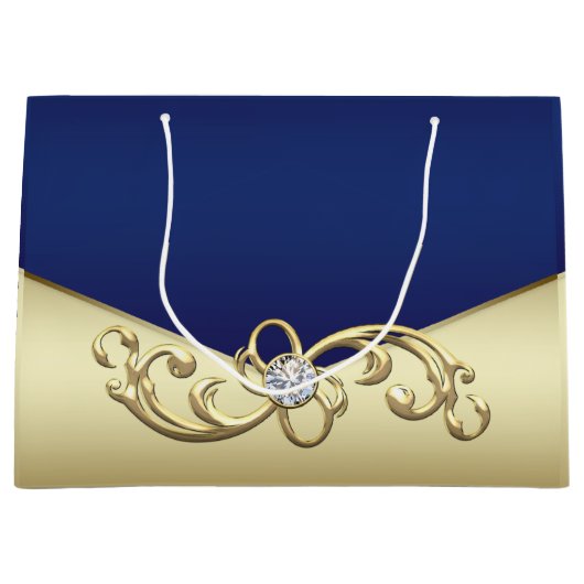 Grand Sac Cadeau Womans Elégant Royal Blue Gold (Devant)