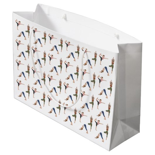 Grand Sac Cadeau Women Doing Yoga Poses Cool Workout Pattern (Dos Angle)