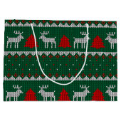 Grand Sac Cadeau Wonderland d'hiver, pin de rennes vert (Dos)