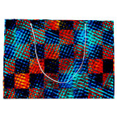 Grand Sac Cadeau Xadrez laranja, azul, faux sujo ou manchado. (Dos)