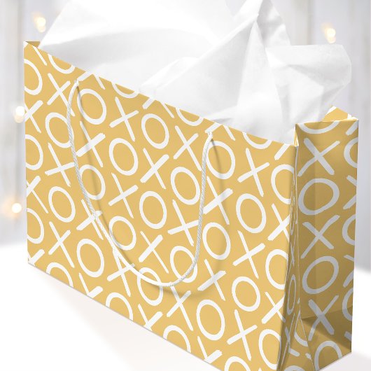 Grand Sac Cadeau XOXO Hugs & Kisses Yellow Birthday Brush Script