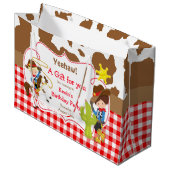 Grand Sac Cadeau Yeehaw Cowboy Occidental Anniversaire (Devant Angle)