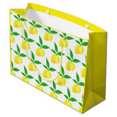 Grand Sac Cadeau Yellow Lemons Green Leaves White Background (Dos Angle)