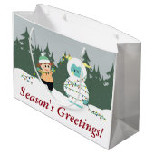 Grand Sac Cadeau Yeti de Noël (Dos Angle)