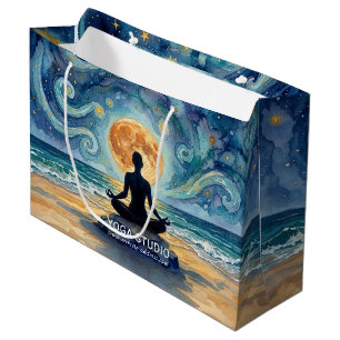 Grand Sac Cadeau Yoga Méditation Ciel Nocturne Étoilé Lune Plage Oc