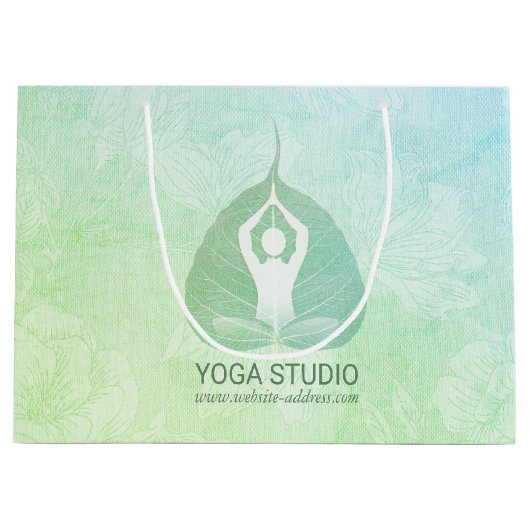 Grand Sac Cadeau Yoga Studio Instructeur Méditation Pose Bodhi Leaf (Devant)