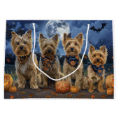 Grand Sac Cadeau Yorkipoo Halloween Éffrayant (Devant)
