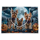 Grand Sac Cadeau Yorkshire Terrier Halloween Éffrayant (Devant)