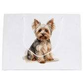 Grand Sac Cadeau Yorkshire Terrier imprimé aquarelle Yorkie art chi (Devant)