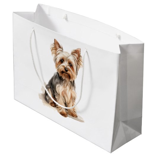 Grand Sac Cadeau Yorkshire Terrier imprimé aquarelle Yorkie art chi (Dos Angle)
