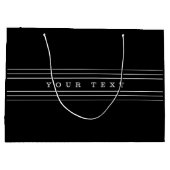 Grand Sac Cadeau Your Custom Text & Modern Stripes | Black & White (Dos)