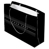 Grand Sac Cadeau Your Custom Text & Modern Stripes | Black & White (Dos Angle)