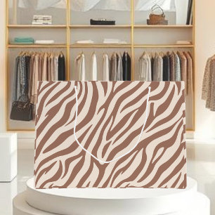 Grand Sac Cadeau Zebra Print-Mocha Mousse