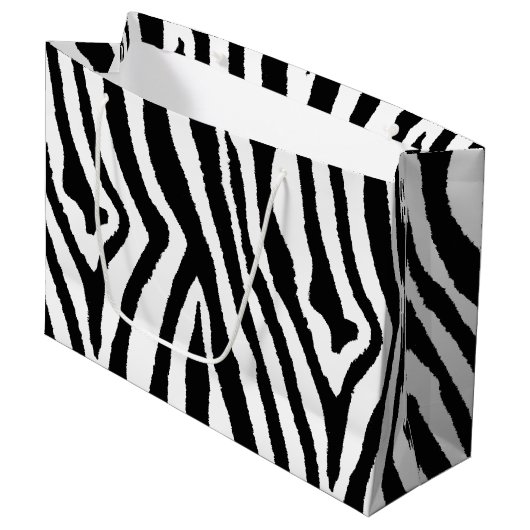 Grand Sac Cadeau Zebra Stripes noir et blanc | Bold Safari (Devant Angle)