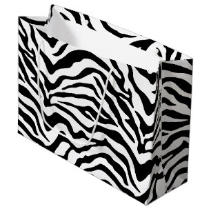 Grand Sac Cadeau Zèbre noir et blanc rayé