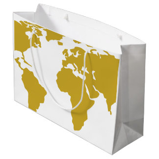 Grand sac de cadeau - carte du monde d'or