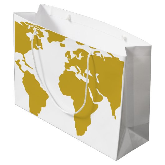 Grand sac de cadeau - carte du monde d'or (Dos Angle)