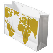 Grand sac de cadeau - carte du monde d'or (Devant Angle)