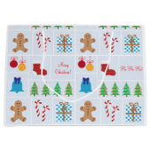 Grand sac de cadeau de motif bleu-clair de Noël (Devant)