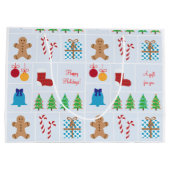 Grand sac de cadeau de motif bleu-clair de Noël (Dos)