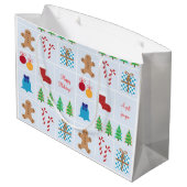 Grand sac de cadeau de motif bleu-clair de Noël (Dos Angle)