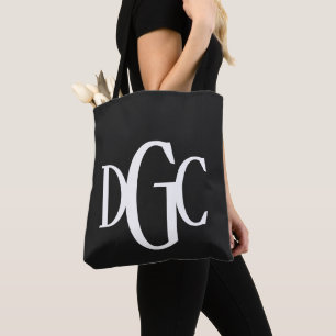 Grand Sac fourre-tout Monogramme noir et blanc