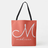 Grand Sac fourre-tout Rouge Orange Avec Son Nom (Devant)