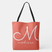 Grand Sac fourre-tout Rouge Orange Avec Son Nom (Dos)