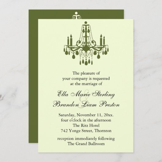 Grand Salon de bal Faire-part de mariage 2 (vert) (Devant / Derrière)