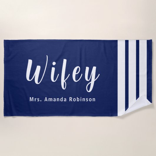 Grand Serviette de plage Wifey personnalisée (Devant)