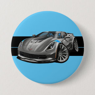 Grand Sport Corvette Grey Limited Edition Grafisch Ronde Button 7,6 Cm