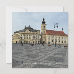 Grand Square, (Piaţa Mare), Sibiu, Roemenië op een Feestdagenkaart