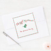 Grand Stickers Carré blanc rouge vert Noël (Enveloppe)