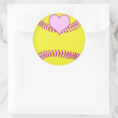Grand Stickers Softball avec Coeur Rose, Threads (Sac)